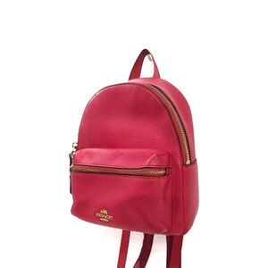 Coach Mini Charlie Backpack in Pebble Leather F38263 Red Authentic
